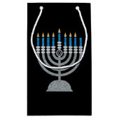 7e nacht Hanukkah Glitter Small Gift Bag Klein Cadeauzakje (Achterkant)