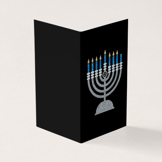7e nacht van Hanukkah Glitter Cards 25 pk Kaart (Buitenkant)