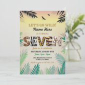 7e Oerwoud ZEVEN Birthday Party Safari ZOO Invite Kaart (Staand voorkant)