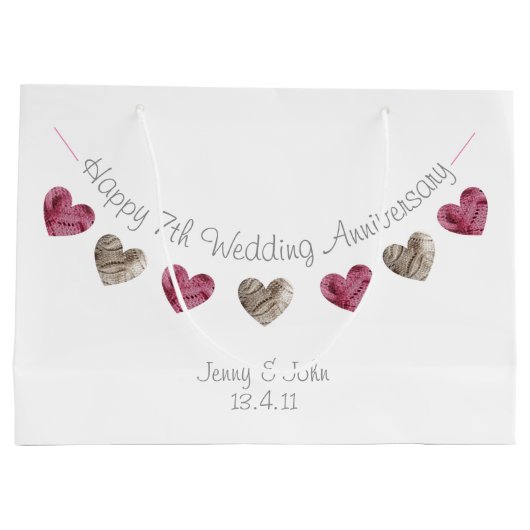 7e of een Weddenschap-Jubileum-wol-cadeautas Groot Cadeauzakje (Achterkant)