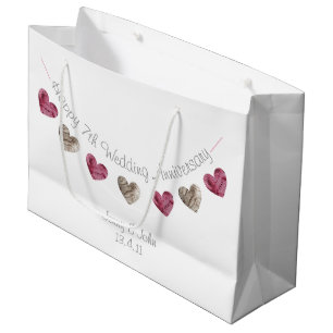 7e of een Weddenschap-Jubileum-wol-cadeautas Groot Cadeauzakje