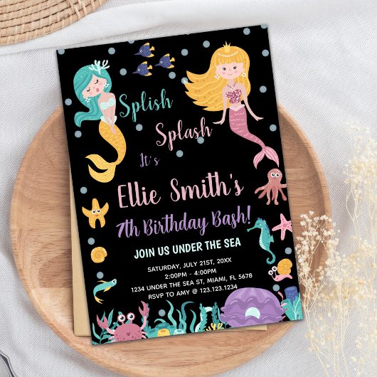 7e onder het zee Blond Mermaid Invitations Kaart