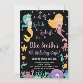 7e onder het zee Blond Mermaid Invitations Kaart (Voorkant)