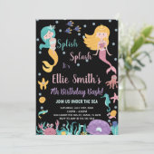7e onder het zee Blond Mermaid Invitations Kaart (Staand voorkant)