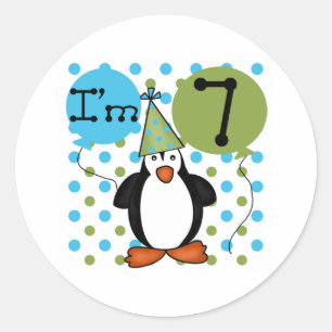 7e Pinguïn Verjaardag Ronde Sticker