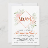 7e Roos Gold Birthday Uitnodiging (Voorkant)