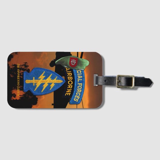 7e SFGA Special Forces Groep Groene Baretten Bagagelabel (Voorkant (horizontaal))