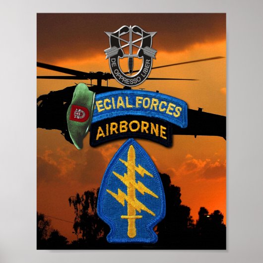 7e Special Forces Groene Baretten patch Poster (Voorkant)