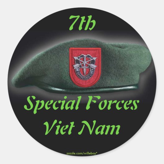 7e Special Forces groep Green Berets nam Sticker (Voorkant)