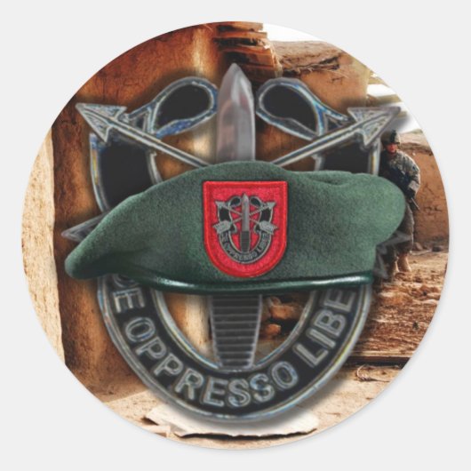 7e Special Forces groep Groene Baretten veteranen  Ronde Sticker (Voorkant)