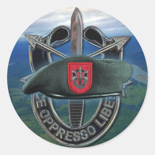 7e Special Forces groep Groene Baretten veteranen  Ronde Sticker (Voorkant)