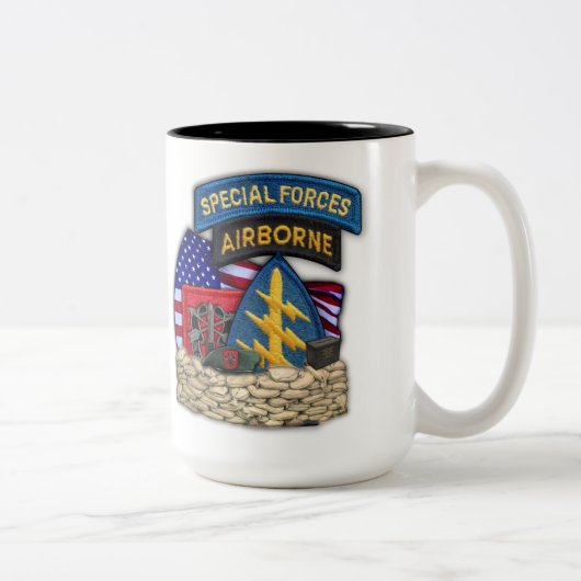 7e Special Forces groep veteranen patch flash cups Tweekleurige Koffiemok (Rechts)