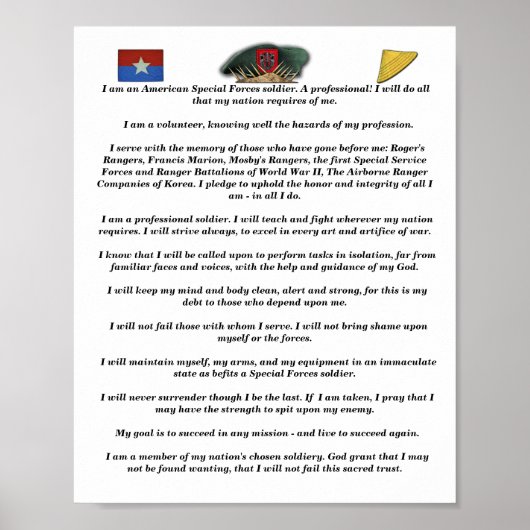 7e speciale troepenmacht groen beret vietnam flash poster (Voorkant)