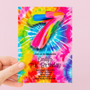 7e Tie Dye Verjaardag Kaart