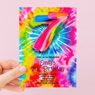 7e Tie Dye Verjaardag Kaart