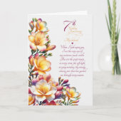 7e trouwdag sentimentele Freesia bloem Kaart (Voorkant)