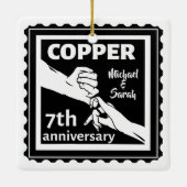 7e trouwdag traditioneel cadeauijzer keramisch ornament (Achterkant)