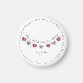 7e trouwdag wol hart met een magnet