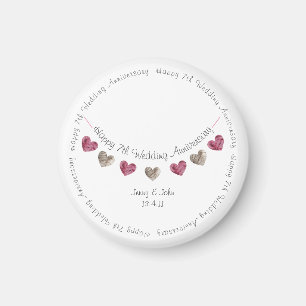 7e trouwdag wol hart met een magnet