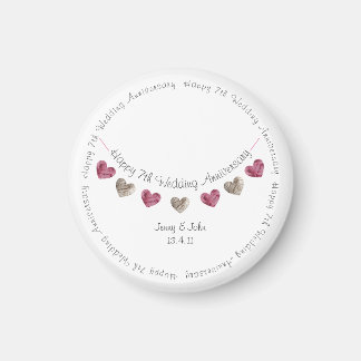 7e trouwdag wol hart met een magnet