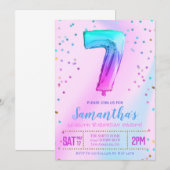 7e uitnodiging van de Unicorn Birthday (Voorkant / Achterkant)