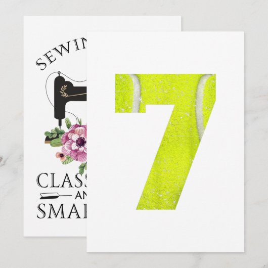 7e verjaardag 2013 Tennis Boys Girls Kinder 7e ver Save The Date (Voorkant / Achterkant)