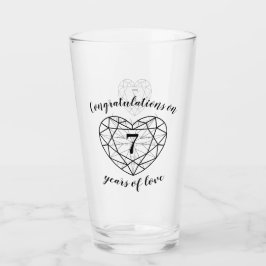 7e verjaardag 7 jaar liefde zwart, alleen op maat glas