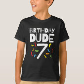 7e verjaardag 7 jaar oud jongensfeestje verjaardag t-shirt (Voorkant)