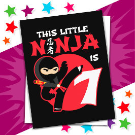 7e Verjaardag 7 Jaar Oud Kinder Feest Kleine Ninja Briefkaart