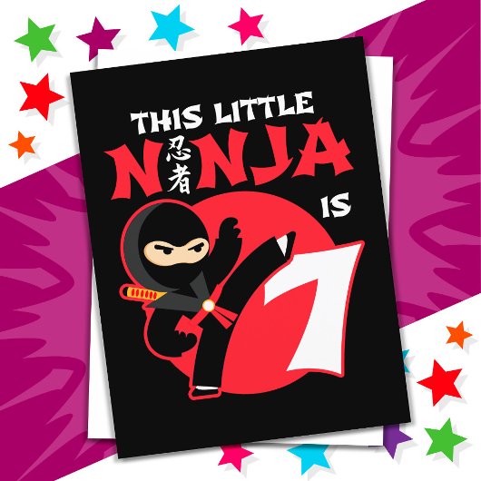7e Verjaardag 7 Jaar Oud Kinder Feest Kleine Ninja Briefkaart