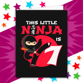 7e Verjaardag 7 Jaar Oud Kinder Feest Kleine Ninja Kaart