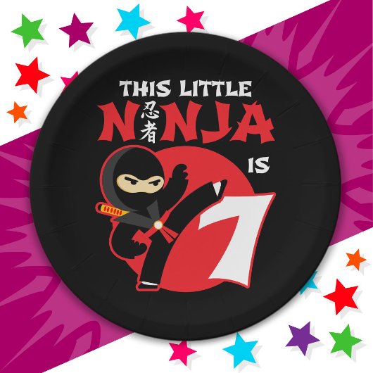 7e Verjaardag 7 Jaar Oud Kinder Feest Kleine Ninja Papieren Bordje