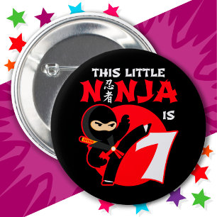 7e Verjaardag 7 Jaar Oud Kinder Feest Kleine Ninja Ronde Button 5,7 Cm