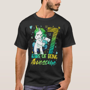7e verjaardag 7 jaar oud meisje Flossing Unicorn P T-shirt