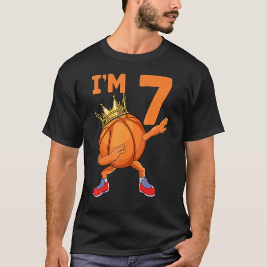 7e verjaardag 7 jaar oude basketbal t-shirt (Voorkant)