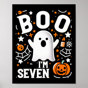 7e Verjaardag 7 jaar oude Boo Ik ben 7! Hallowe Poster