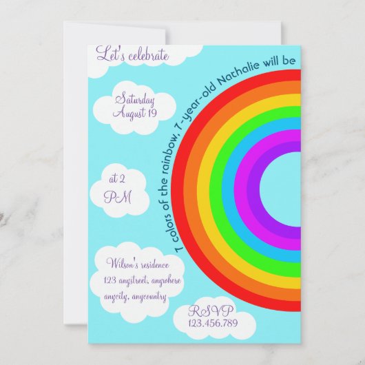 7e verjaardag 7 Regenboog kleuren Kaart (Voorkant)