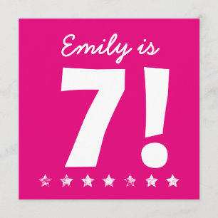 7e verjaardag Aangepaste naam Roze voor GIRL A01 Kaart