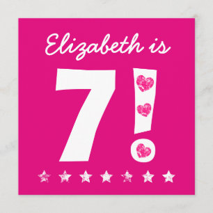 7e verjaardag Aangepaste naam Roze voor GIRL A08 Kaart