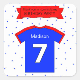 7e verjaardag - Aangepaste tekst en naam Vierkante Sticker