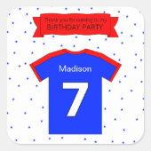 7e verjaardag - Aangepaste tekst en naam Vierkante Sticker (Voorkant)