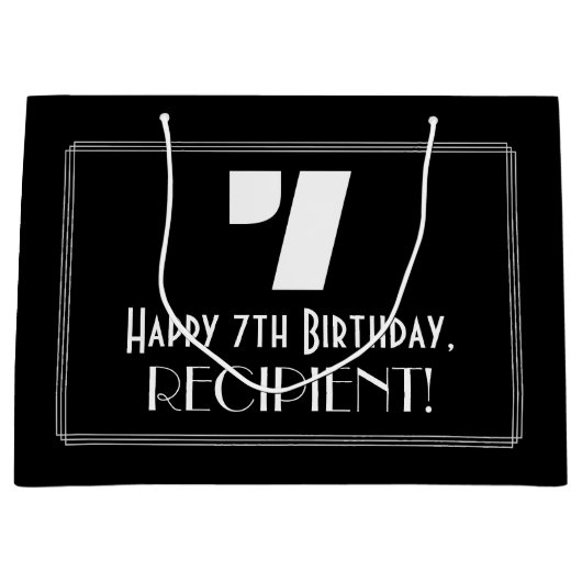 7e verjaardag ~ Art Deco Geïnspireerde look "7" +  Groot Cadeauzakje (Voorkant)
