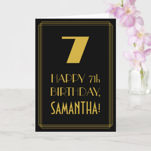 7e verjaardag ~ Art Deco geïnspireerde look "7" &  Kaart