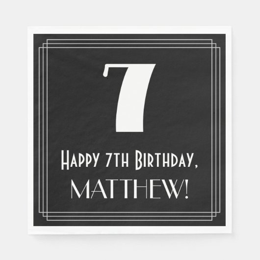 7e verjaardag ~ Art Deco Geïnspireerde look "7", n Servet (Voorkant)