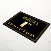 7e verjaardag: Art Deco Kijk "7", met naam Folie Uitnodiging (Gedraaid)