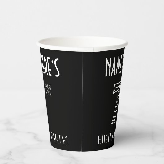 7e verjaardag: Art Deco Style + aangepaste naam Papieren Bekers (Rechts)