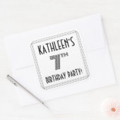 7e verjaardag: Art Deco Style + aangepaste naam Vierkante Sticker (Envelop)