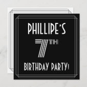 7e verjaardag: Art Deco Style met aangepaste naam Kaart (Voorkant / Achterkant)