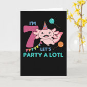 7e verjaardag Axolotl 7 jaar oude zoete Axolotl Kaart (Gele Bloem)