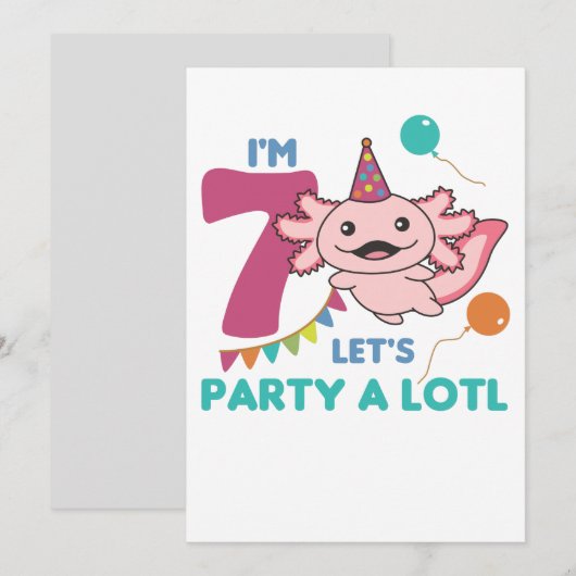 7e verjaardag Axolotl 7 jaar oude zoete Axolotl Kaart (Voorkant / Achterkant)